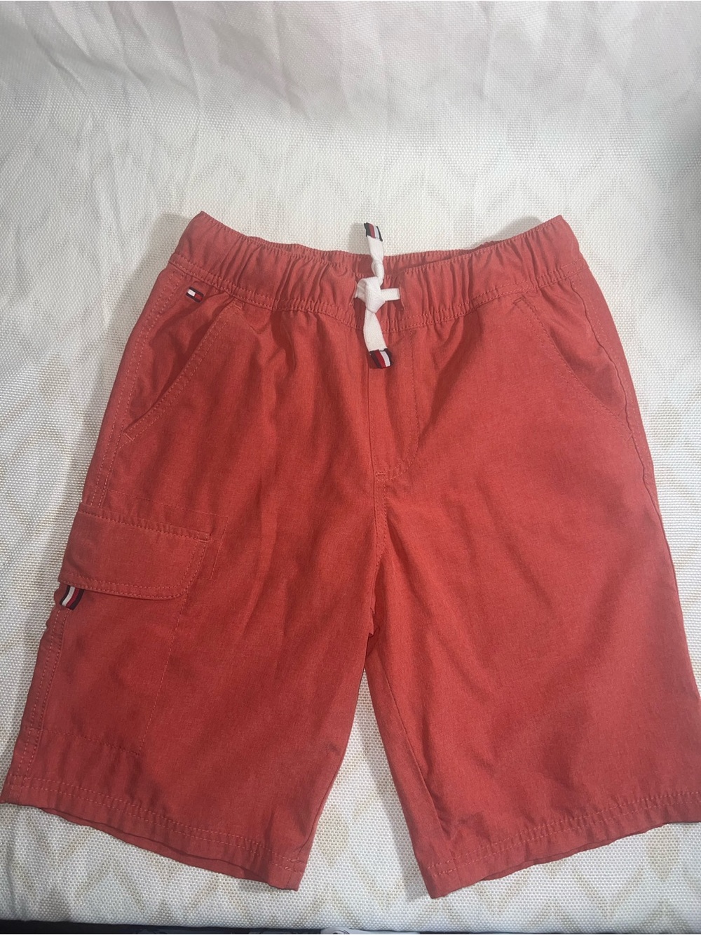Tommy Hilfiger Boys Cargo Shorts Red Elastic Waist